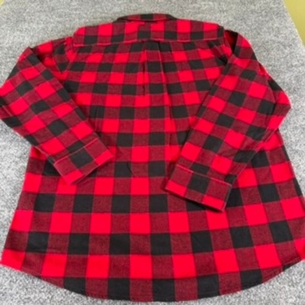 Lands End Flannel Shirt Mens L Buffalo Check Cotton Traditional Fit Red Black - Picture 3 of 11